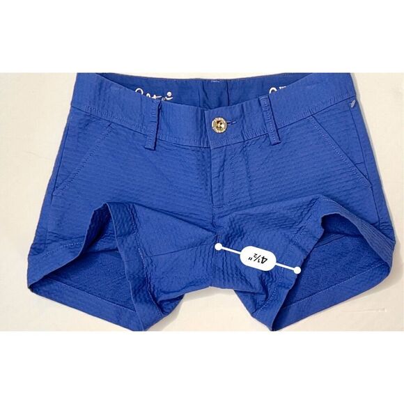 Lilly Pulitzer 22119 Callahan Short Textured Bomber Blue 4.5" Shorts sz 0 NWT - Picture 8 of 11